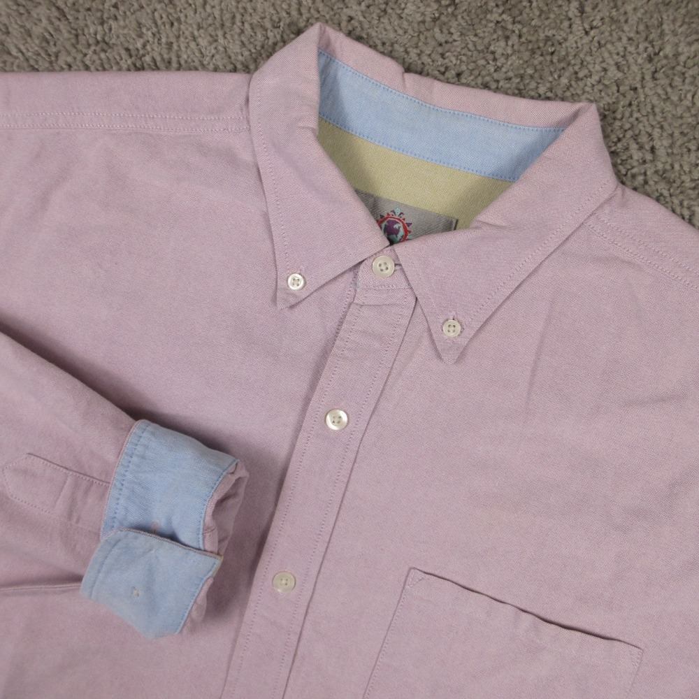 The Territory Ahead Shirt Men Large Pink Oxford Cloth Flip Cuff Pocket Button Up